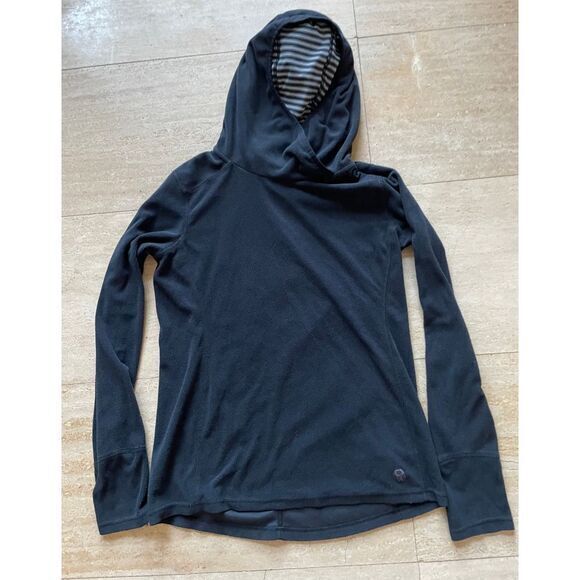 Mountain hardwear lightweight‎ Athletic Hooded fleece Pullover Hood Black size S - Picture 1 of 6